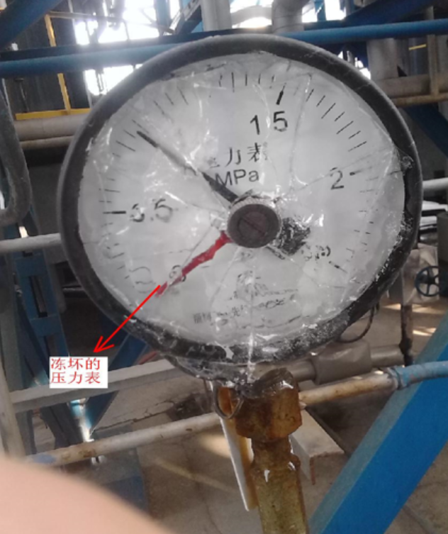 沒用儀表電伴熱被凍壞的壓力表